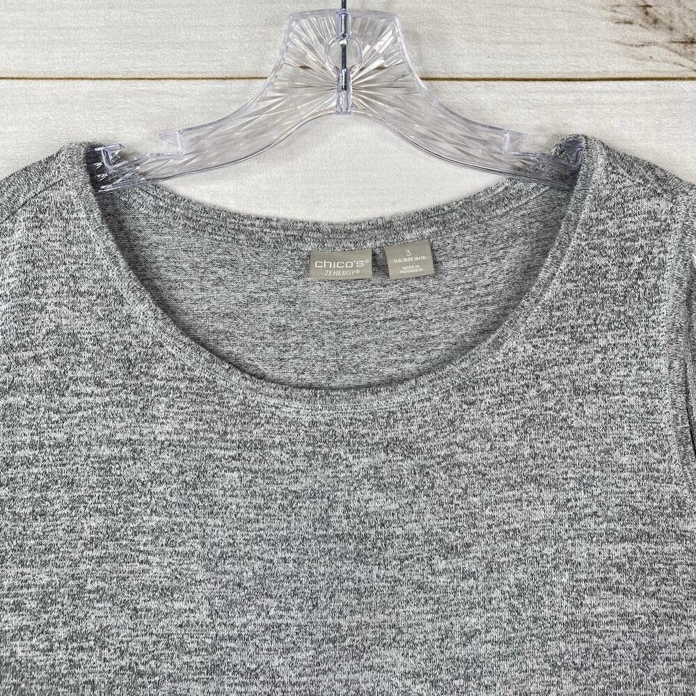 Chico's Tank Top Sz 3 16/18 Womens Gray Knit Terry Cloth Stretch Pullover Top - Picture 2 of 8